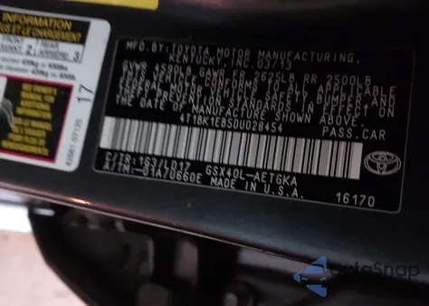 2013 Toyota Avalon Xle z USA, uszkodzony, nr VIN 4T1BK1EB5DU028454